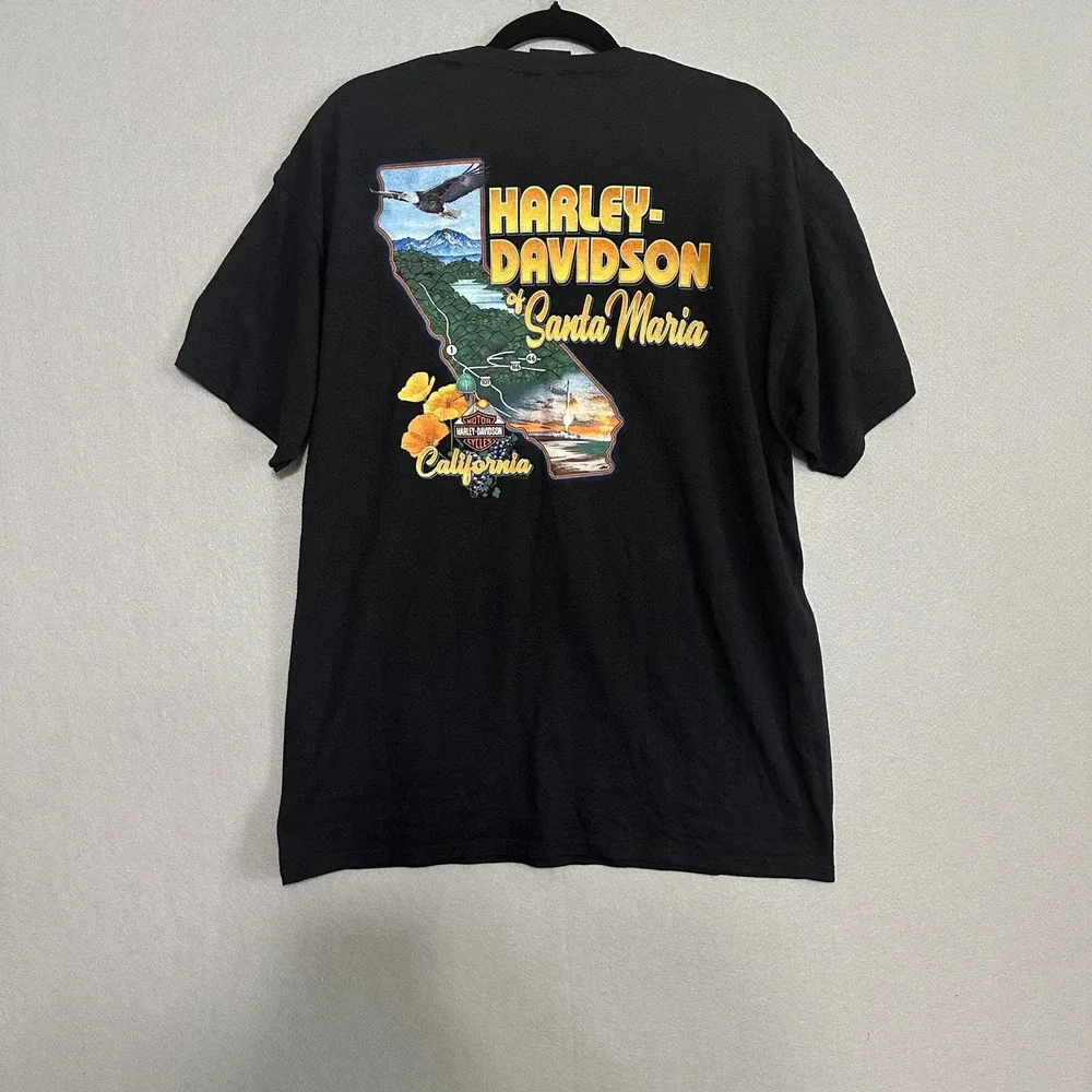 Harley‎ Davidson Santa Maria California Pocket Graphic T-Shirt Black Mens XL